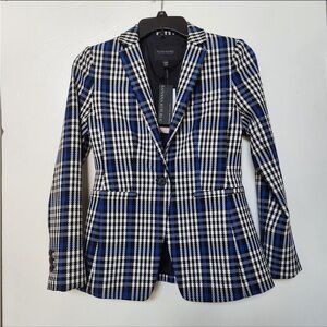 NWT Banana Republic blue plaid blazer jacket size 00